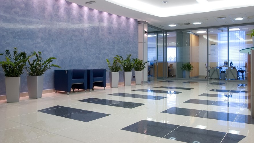 Polished commercial lobby cleaned by Truly, Truly Clean